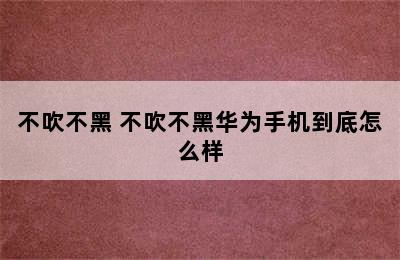 不吹不黑 不吹不黑华为手机到底怎么样